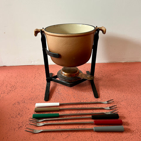 Le Creuset fondueset inclusief Creuset vorken Enzo Mari
