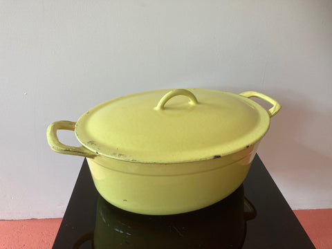 Ovalen gele gietijzeren braadpan